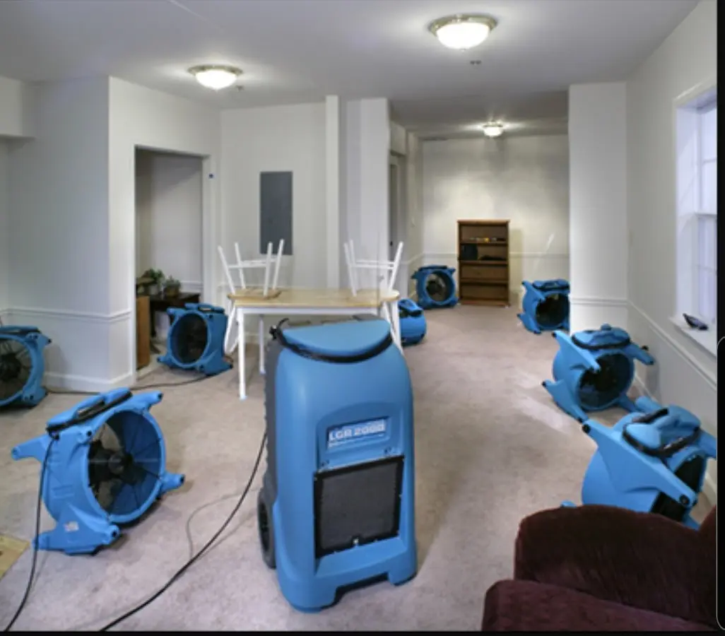 Air movers and dehumidifier setup for Water Extraction & Removal in Trumann